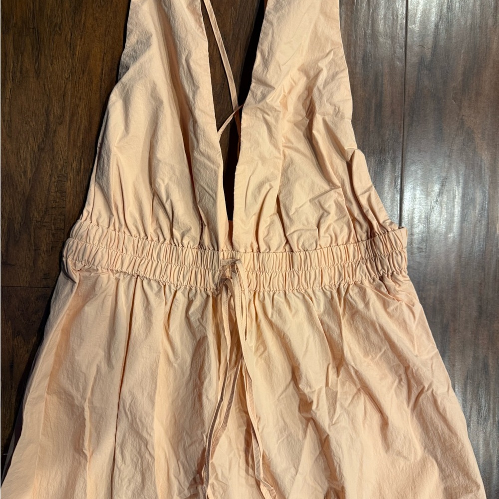 Zara Peach Pink Maxi Dress with Deep V-Neck - Picture 4 of 8